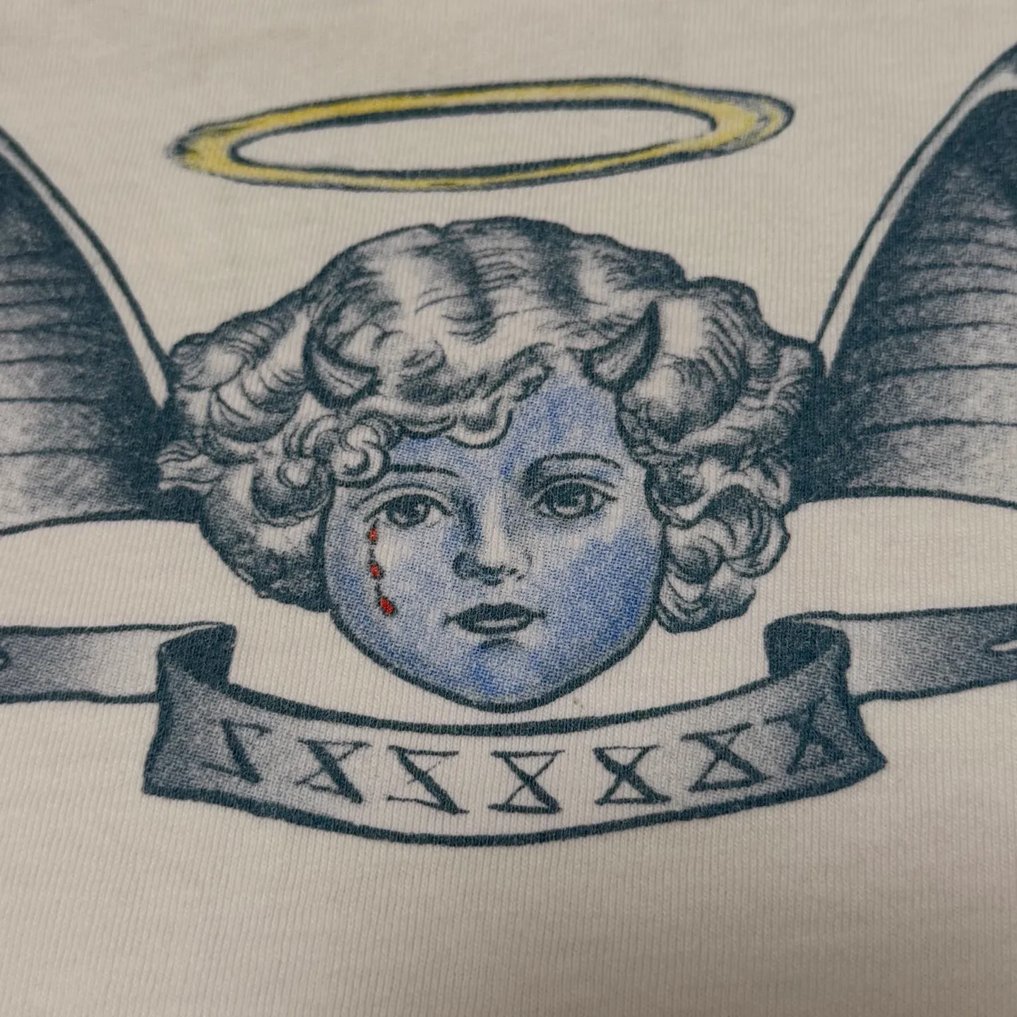 SAINT Mxxxxxx × Dr. Woo DW_LS TEE/TATTOO/WHT Dr.Woo joint model TATOO tattoo long sleeve off-white S-XL OE yarn Tube weaving high weight fabric without side seams Original printing water slurry process No touch printing Breathable and comfortable Original level replica printing Correct version Correct main mark/wash mark/cherub anti-counterfeiting mark